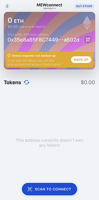 MyEtherWallet kezdőképenyője.